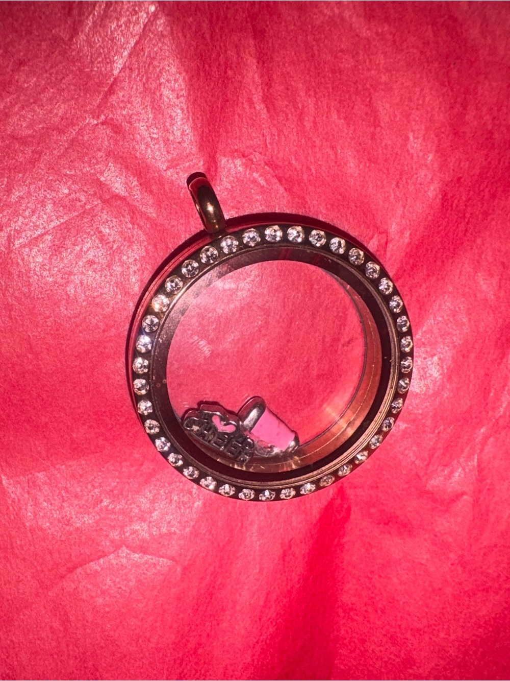 Crystal-Trim Floating Locket Pendant in Pink Origami Owl